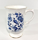 Crown Staffordshire, Blue Peacock Design, Footed Style Bone China Mug
