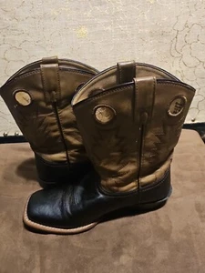 AUTHENTISCHE AUSTIN SCHWARZ/BRAUN ECKIGE SPITZE JUNGEN STIEFEL GRÖSSE US 8 STIL #3568864 - Bild 1 von 16