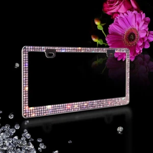 ***4 filas Marco de Placa de Metal Negro Incrustado CRISTAL REAL CRISTAL REAL-PRB*** - Imagen 1 de 3