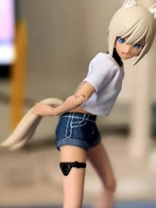 1/12 weißes T-Shirt + Jeansshorts für 12" weibliche Figma Gynoid (NUR KLEIDUNG) - Bild 1 von 12