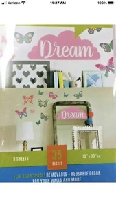 2 Pack TFlipside Peel & Stick Dream Butterflies Wall Decor 6 Sht/70 Decals Total - Picture 1 of 4