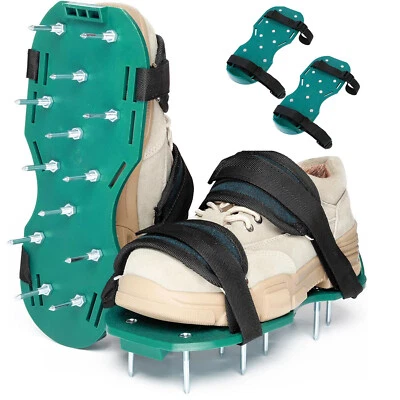 Par de zapatos aireadores de césped para patio para aflojar el suelo y el crecimiento de raíces zapatos para césped Foto 1 de 4