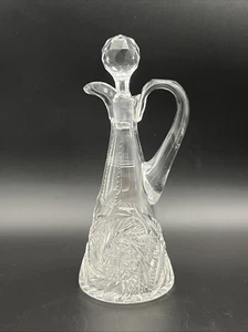 Antique ABP Cut Glass Pinwheel Buzzstar 8 1/2"  Vinegar Oil Cruet - Picture 1 of 17
