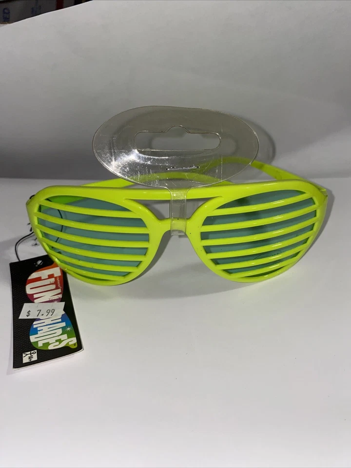 Neon Shutter Shades Yellow Neon  Disco 70’s 80’s Shutter Shades - Image 1 of 2