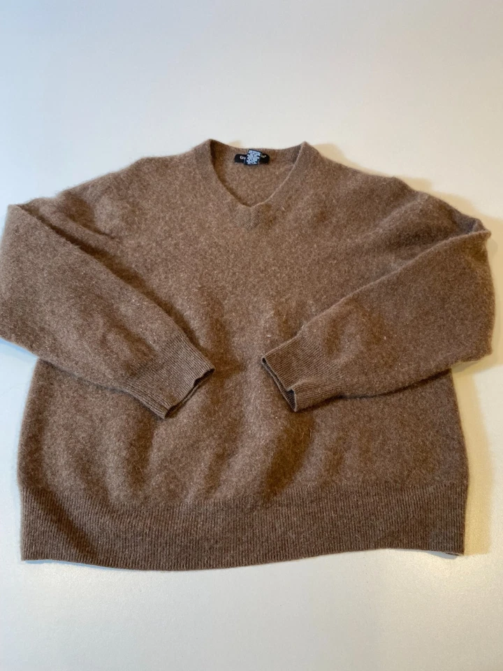 Suéter de cachemir Grayson & Dunn cuello en V marrón manga larga jaspeado tejido para mujer XL Foto 1 de 4