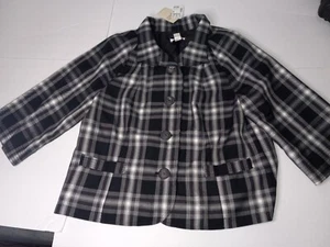 Christopher & Banks Plaid 3/4 Sleeve Blazer Jacket Women's XL NWT MSRP $55.50 - Picture 1 of 6