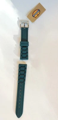Pulseiras de relógio marca Fossil 18 mm, silicone-borracha, azul-petróleo (azul-verde) novas com etiquetas - Imagem 1 de 4