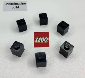 6 x Lego Vintage Black 1x1 brick - 3005 - pip on side  - Castle, Pirate -15A - Picture 1 of 1