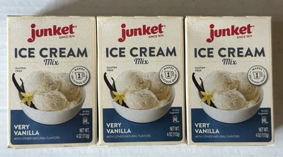 Junket Very Vanilla Ice Cream Mix 4 oz Gluten Free  Lot of 3 Boxes 10/2027 - Image 1 of 4