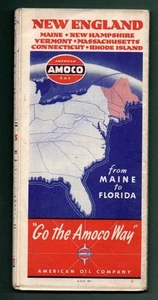 NEW ENGLAND – HIGHWAY & ROAD MAP – 1940’S – AMOCO OIL COMPANY - Picture 1 of 3