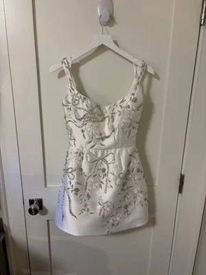 Mini Vestido By Watters “Tinsel” Pequeno Branco Frisado - Noiva / Coquetel - Tamanho 4 - Imagem 1 de 4