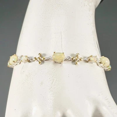 Handmade Natural Opal Bracelet 925 Sterling Silver 7.5"/BR13633 - Image 1 of 4