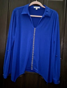 Womens Beautiful Blouse Studio Works XL Blue With Sparkle Good Condition  - Picture 1 of 8