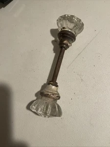 Vintage Antique Crystal Glass Door Knob Handles And Shank - Picture 1 of 2