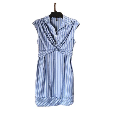 BCBGMAXAZRIA Blue Collared Striped Tie Back Shift Dress Size 8 Sailor Chic - Image 1 of 4