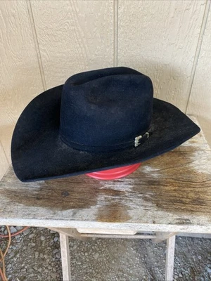 Vtg Felt? Beaver?  X? Bailey Black Cowboy Western Hat Made In USA Size 7 - Image 1 of 4