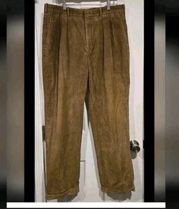 Pantalones de pana Lands' End para hombre 36x31 color tostado plisado con puños dobladillo otoño tradicional - Imagen 1 de 9
