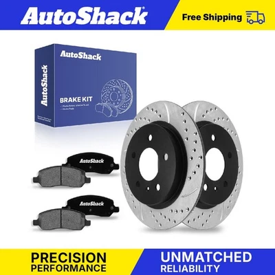 Rear Drilled Slotted Brake Rotors Ceramic Pads for 2006-2011 Buick Lucerne - Image 1 of 4