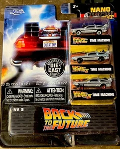 NUEVO Jada 31583 Regreso al Futuro Paquete de 3 MÁQUINA DEL TIEMPO Nano Vehículo HOLLYWOOD NUEVO - Imagen 1 de 8