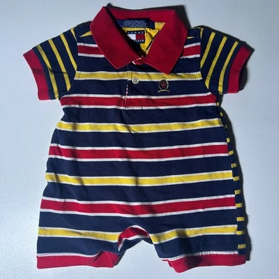 Tommy Hilfiger Bebé Vintage Años 90 Una Pieza 3-6 Meses Azul Marino Rojo Amarillo Algodón Foto 1 de 4