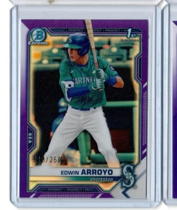 EDWIN ARROYO 2021 Bowman Draft Chrome #BDC-74 PURPLE REFRACTOR #/250 MARINERS RC - Picture 1 of 1