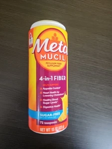 New/Sealed (No Cap) Metamucil 4 in 1 Daily Fiber Supplement Powder, 72 teaspoons - Picture 1 of 7