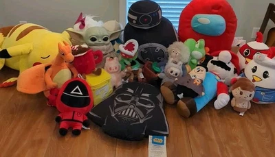 Plush Lot Pokemon Disney Nintendo Mario Star Wars Among Us And More - Image 1 of 4