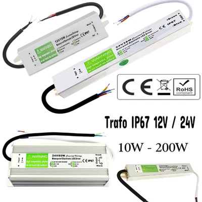 DC 12V 24V LED Trafo Transformator Netzteil Wasserdicht IP67  LED Strip 10-200W - Bild 1 von 4