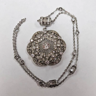 Joseph Esposito SS CZ Flower Pendant Magnet Clasp Necklace 17" [115PIB] - Image 1 of 4