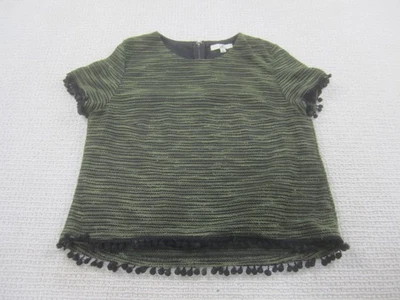 Camisa UB Los Angeles para mujer grande verde negra manga corta pompón ribete texturizado Foto 1 de 4