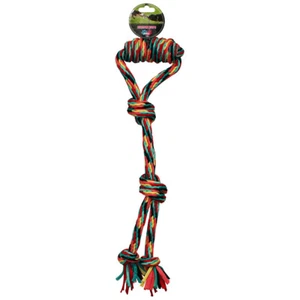Paw Play 45cm Stretch Tug War Rope 220g Cotton Knots/Braided Teeth Clean Dog Toy - Picture 1 of 3