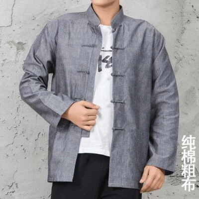 Men Traditional Chinese Tang Suit Coat Jacket Wing Chun Kung Fu Tai Chi Uniform - Image 1 of 4