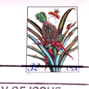 Merian Botanical Prints - Pineapple - 1997 22kt Golden Replica Stamps - Flowers - Picture 1 of 4