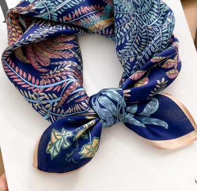 Bufanda 100% Seda Morera Para Mujer Cuadrada 53X53CM Moda Estampada Chal Bufanda Nueva Foto 1 de 4