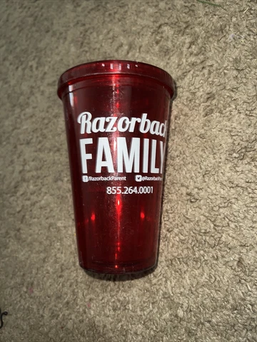 University of Arkansas Parents.uark.edu Razorbacks Tumbler Cup Red No Straw Cover