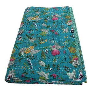 90 Zoll x 108 Zoll Böhmisch Türkis Paradies Bedruckte Tagesdecke Kantha Doppe... - Bild 1 von 4