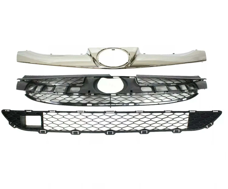 New Front Bumper Grille Assembly Chrome Molding For 2006-2010 Toyota Sienna 3PCS Foto 1 de 1