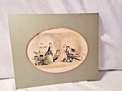 Litografía arquetipo vintage impresión en color de damas y hombres victorianos Foto 1 de 4