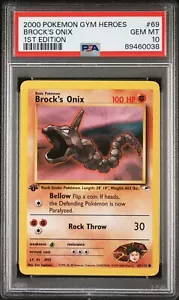 PSA 10 Brocks Onix 69/132 1st Edition Gym Heroes WOTC Pokémon Card Gem Mint - Picture 1 of 2