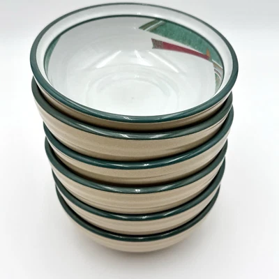 Juego de tazones de sopa cupé de gres Noritake NUEVO OESTE Japón 8696 Foto 1 de 4