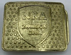 Vintage NRA 2 Million Club Belt Buckle Member Gun Rights Shield & Stars - Picture 1 of 3
