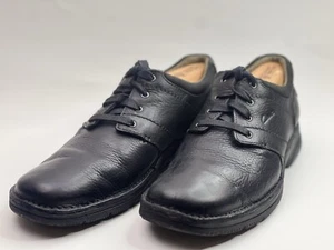 Clarks Senner Place Tumbled Black Leather Lace Up Oxfords Shoes Men's Size 10.5 - Picture 1 of 7