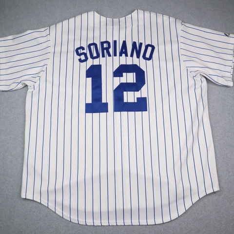 Majestic Chicago Cubs Alfonso Soriano Jersey Pinstripe Size 2XL Made in USA Cover