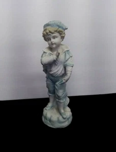 Antique German Porcelain Bisque Boy Blue & White 12" - Picture 1 of 4