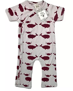 NWT Kate Quinn 3-6 Months Girls Lilac Whale Short Sleeve Kimono Jumpsuit - Picture 1 of 9