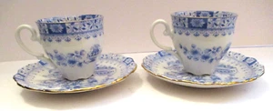 2 VINTAGE SELTMANN WEIDEN BAVARIA WEST GERMANY BLUE TEACUPS & SAUCERS ~ NICE SET - Picture 1 of 6
