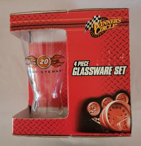 Winner's Circle NASCAR 4 Piece GLASSWARE Set #20 TONY STEWART New In Package Cover