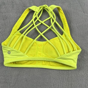 Lululemon Sport BH Damen 4 Neongelb Free To Be Wild Träger Rücken Yoga Gym - Bild 1 von 11