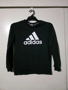 Boys ADIDAS Black Cotton Jumper - Size 11/12yrs (T65) - Picture 1 of 3