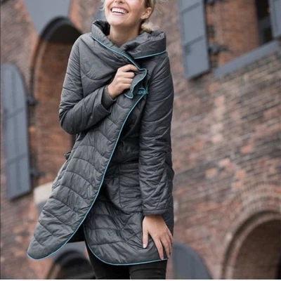 Chaqueta Abrigo Betabrand Rumpl Wrap Puffer L/XL Gris Lagenlook Artística Única Rara Foto 1 de 4